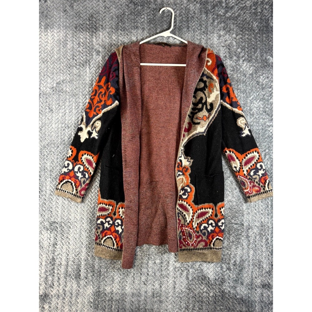 Maxsport‎ Hooded Sweater Womens Multicolor Small Paisley Long Sleeve Cardigan
